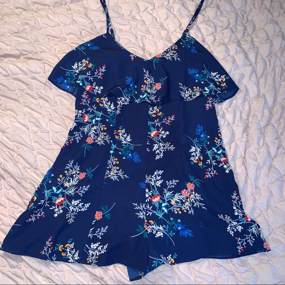 Blue floral romper
